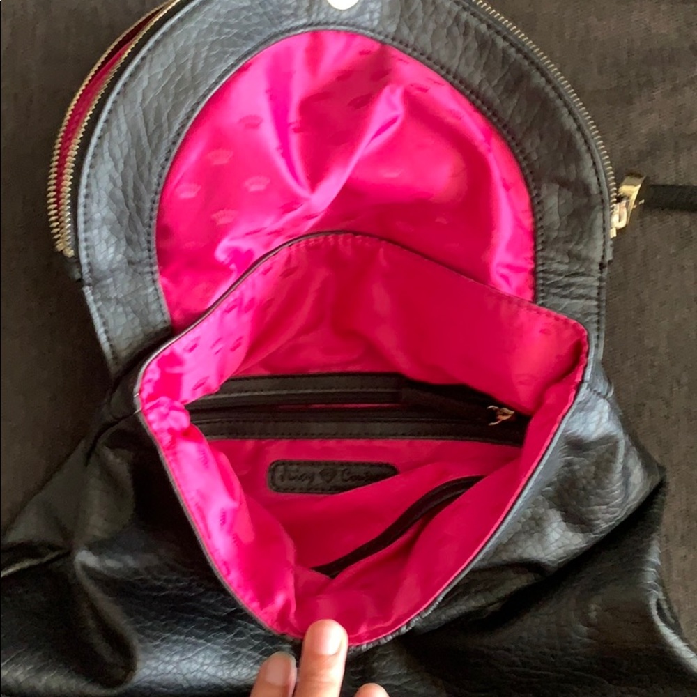 Black Faux Leather Backpack Purse - Women's Carryall